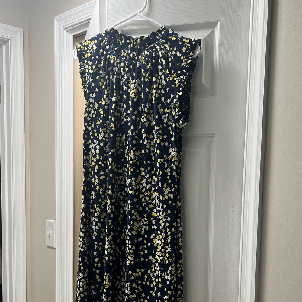 Tommy Hilfiger Navy and Yellow Floral Midi Dress